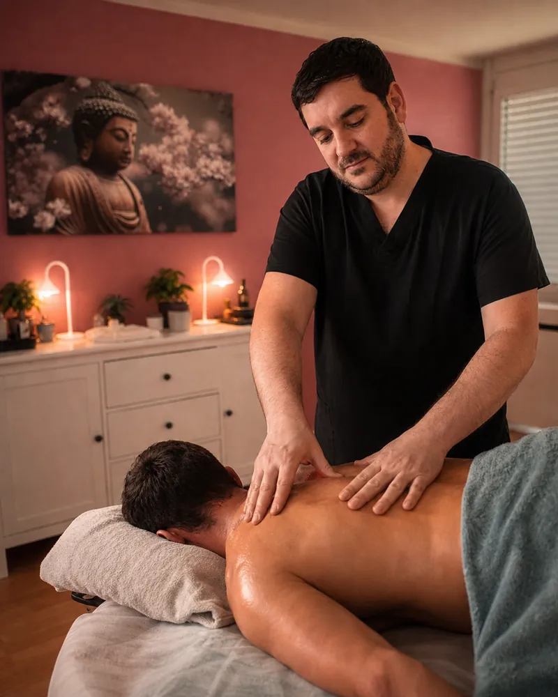 João pendant un massage du dos au cabinet